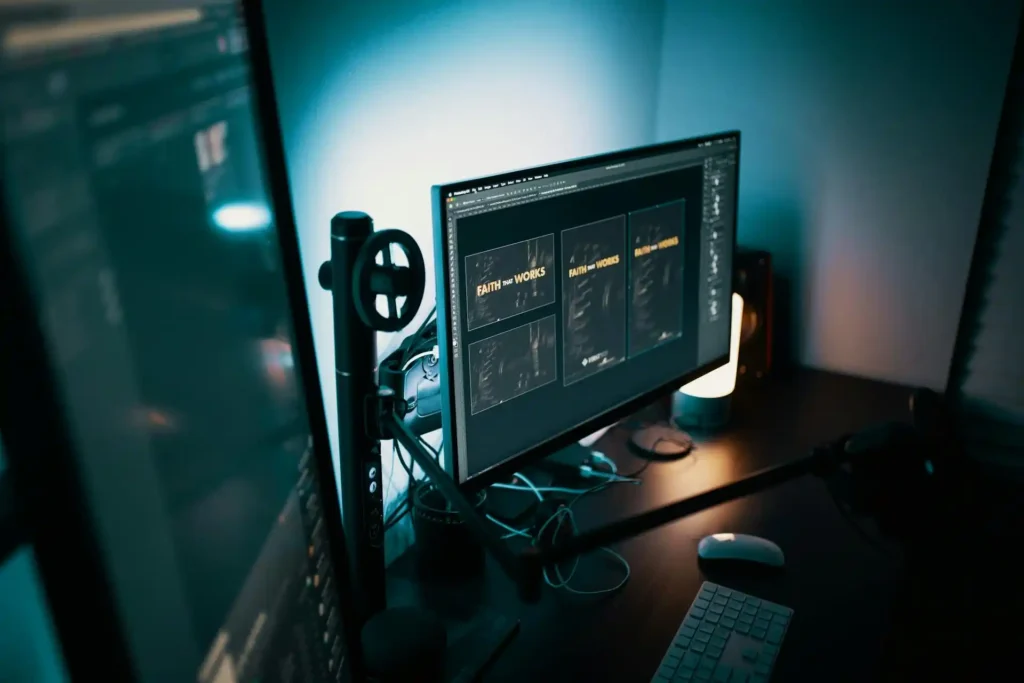 Digital design workspace with a desktop interface